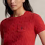Purchase (Women) Polo Ralph Lauren FW23 Solid Cable Knit Logo Embroidered Red Knit T-Shirt Women. WMPOSWENC020783-600