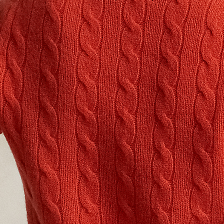 (Women) Polo Ralph Lauren FW23 Solid Cable Knit Logo Embroidered Red Knit T-Shirt Women. WMPOSWENC020783-600 圖 7