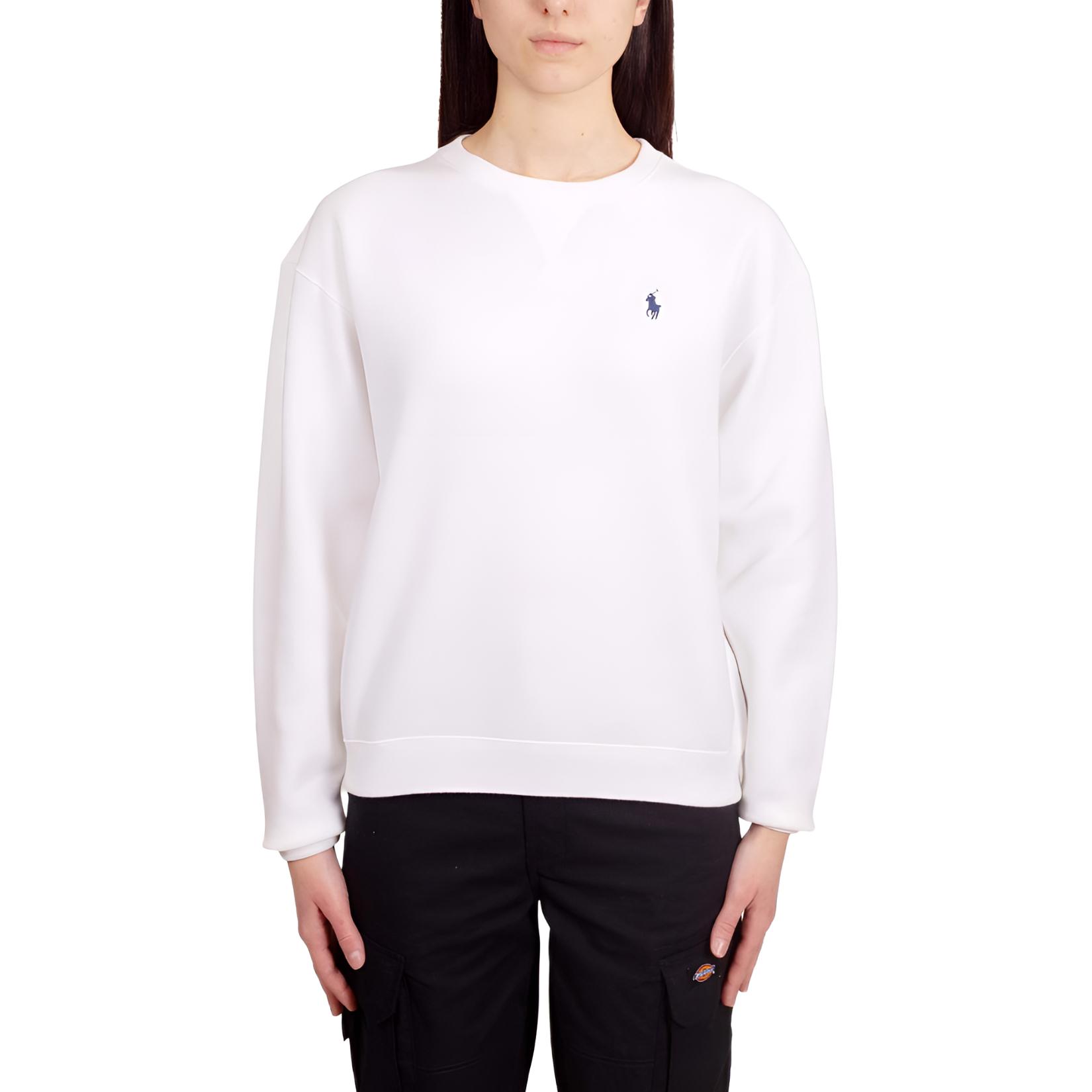 (Women) Polo Ralph Lauren FW23 White Equestrian Logo Knit Relaxed Sweatshirt 211943006-001
