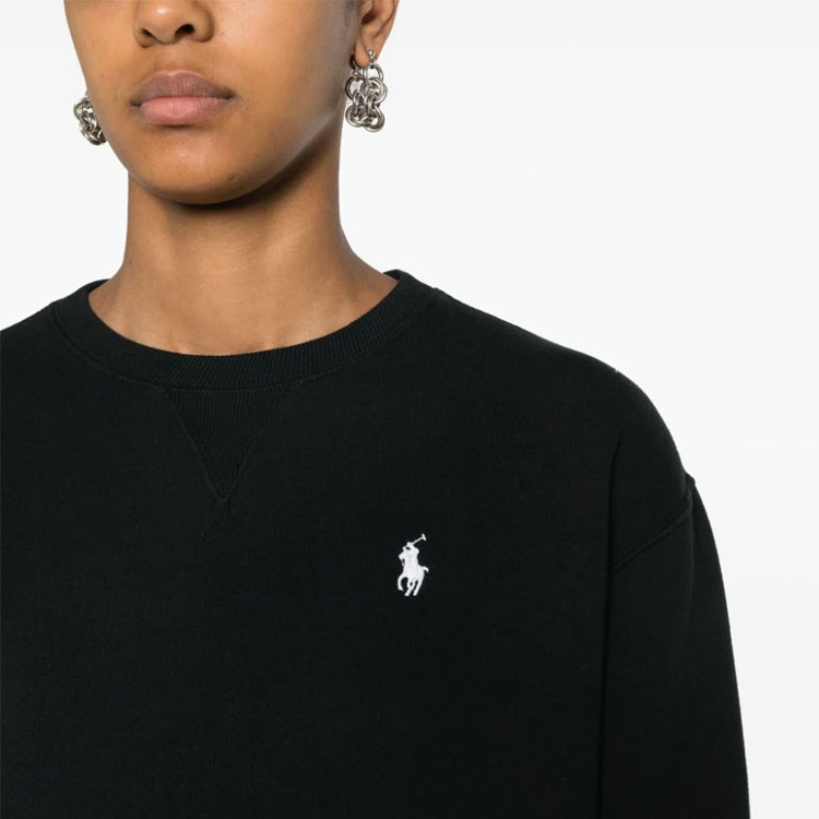 Purchase (W) 폴로 랄프로렌 FW23 화이트 승마 로고 니트 릴렉스드 스웨트셔츠 211943006-001