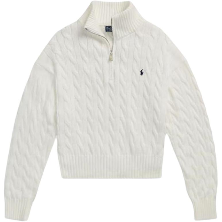 (Women) Polo Ralph Lauren FW24  Beige Pullover Sweater with Embroidered Logo. 211963467001