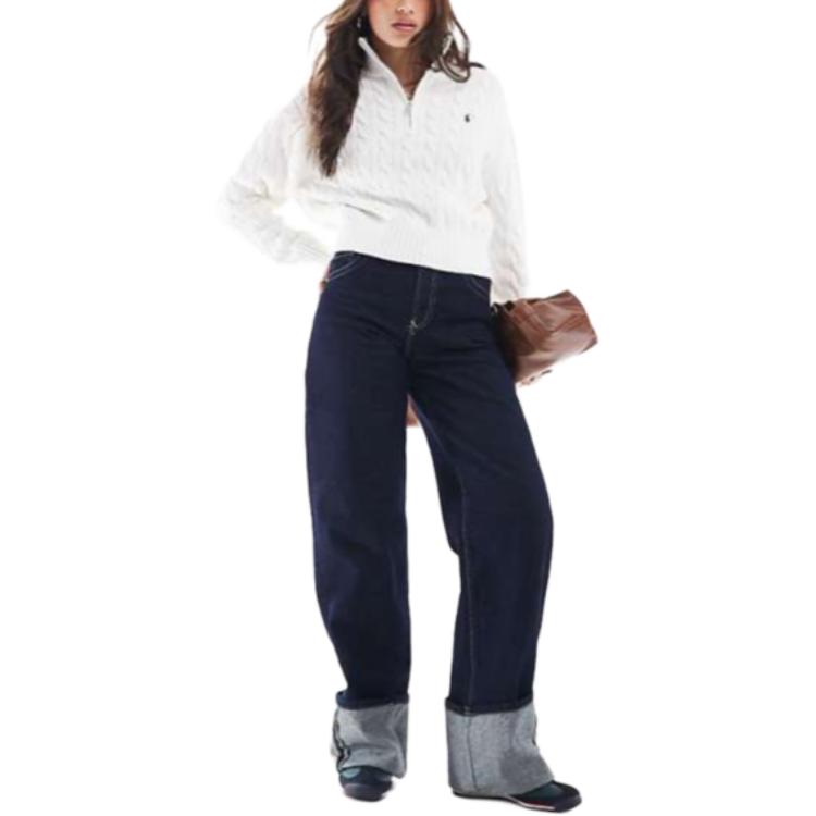 Shop (Women) Polo Ralph Lauren FW24  Beige Pullover Sweater with Embroidered Logo. 211963467001