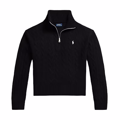 (Women) Polo Ralph Lauren FW24 Black Pullover Sweater with Embroidered Logo. 211956675-004