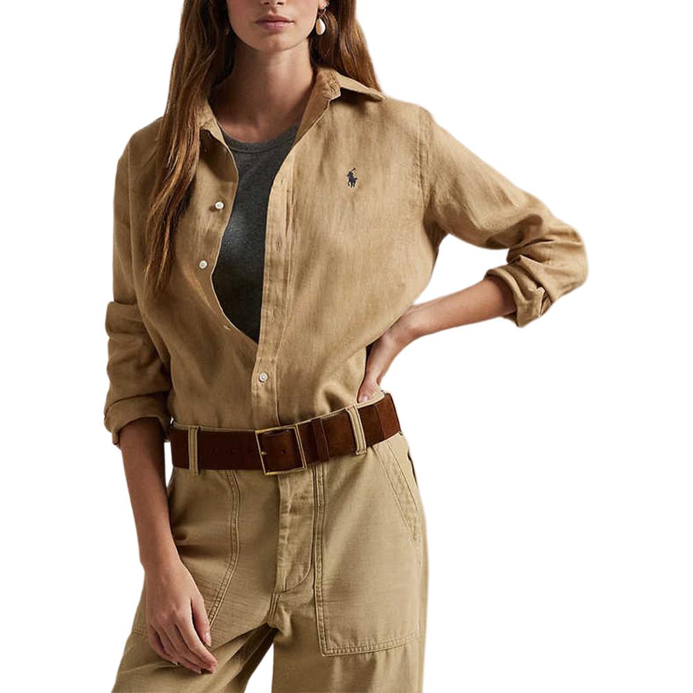 Lookbook (W) Polo Ralph Lauren FW24 棕色刺绣小马长袖衬衫 WMPOSHTNDO20742-250