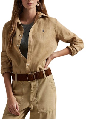 (Women) Polo Ralph Lauren FW24 Brown Embroidered Pony Long Sleeve Shirt. WMPOSHTNDO20742-250 Lookbook (Women) Polo Ralph Lauren FW24 Brown Embroidered Pony Long Sleeve Shirt. WMPOSHTNDO20742-250