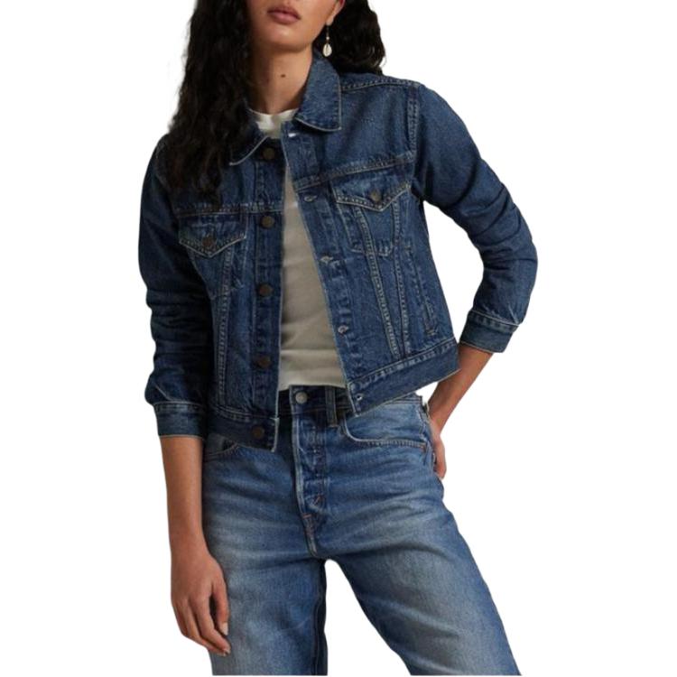 (Women) Polo Ralph Lauren FW24  Classic Loose Fit Cotton Trucker Jacket Blue WMPOOTWNDK20026-400