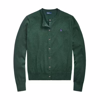 (Women) Polo Ralph Lauren FW24 Green Knit Cardigan with Pony Embroidery. WMPOSWENDW20308-300