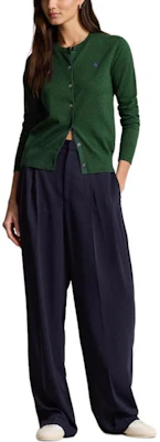 (Women) Polo Ralph Lauren FW24 Green Knit Cardigan with Pony Embroidery. WMPOSWENDW20308-300 Lookbook (Women) Polo Ralph Lauren FW24 Green Knit Cardigan with Pony Embroidery. WMPOSWENDW20308-300