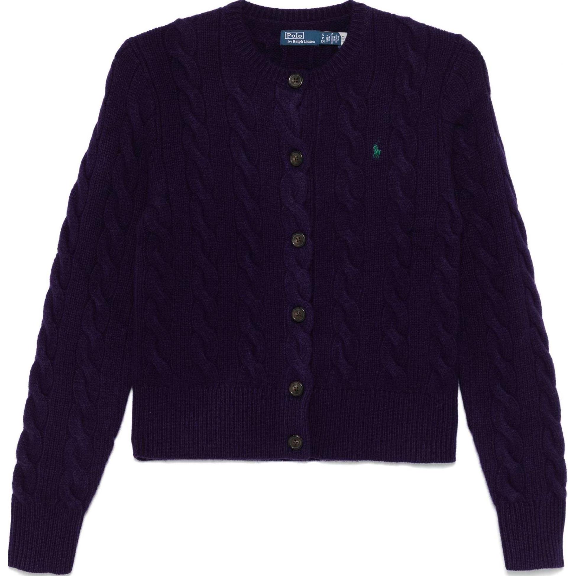 (Women) Polo Ralph Lauren FW24  Purple Crewneck Sweater with Pony Embroidery. 211910443-016