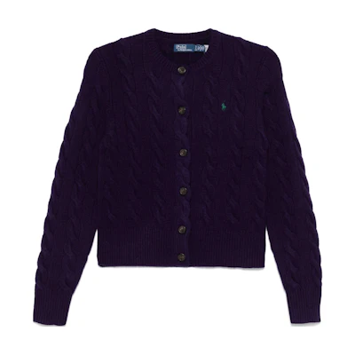 (Women) Polo Ralph Lauren FW24 Purple Crewneck Sweater with Pony Embroidery. 211910443-016