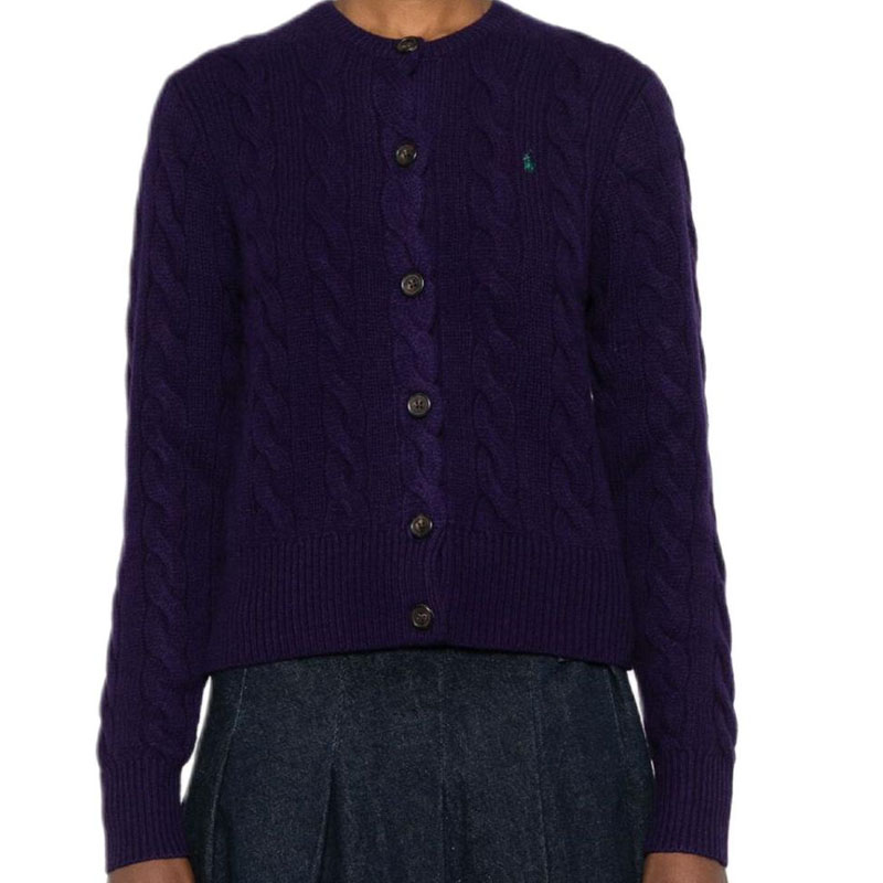 (Women) Polo Ralph Lauren FW24  Purple Crewneck Sweater with Pony Embroidery. 211910443-016 圖 4
