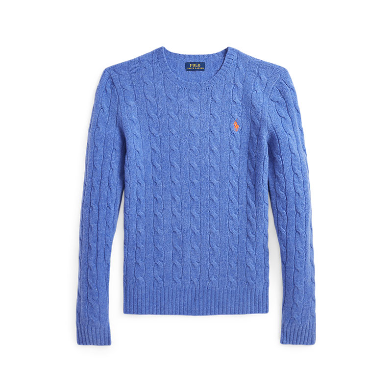 (Women) Polo Ralph Lauren FW24  Slim Fit Cable Knit Sweater Blue Embroidered Pony. WMPOSWENC021034-400 圖 2