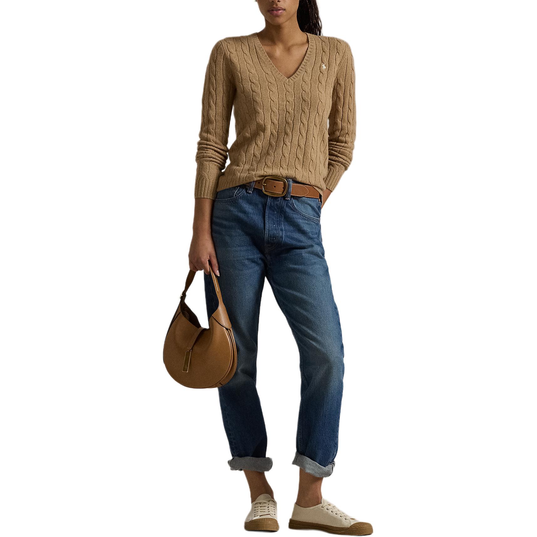 (Women) Polo Ralph Lauren FW24  Slim Fit V-Neck Knit Sweater Beige Mélange. WMPOSWENC020739-260 圖 3