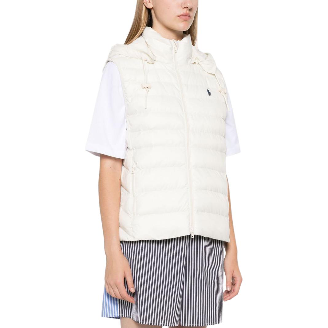 Purchase (W) Polo Ralph Lauren FW24 白色拉鏈連帽馬甲刺繡Logo背心。 211958935