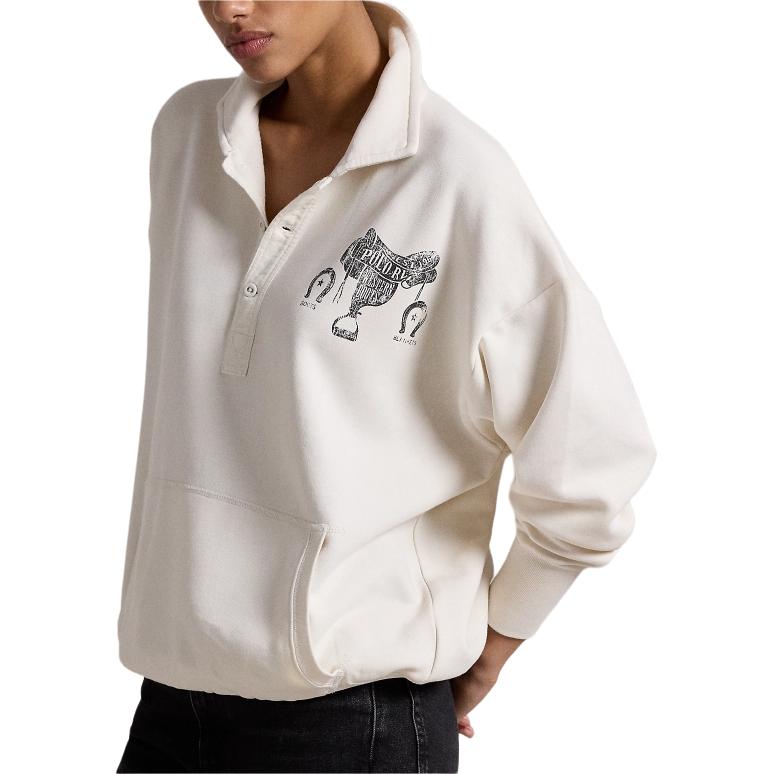 (Women) Polo Ralph Lauren FW24 Cream Logo Print Loose-Fit Long-Sleeve Sweatshirt WMPOKNINFB20678-101 圖 5
