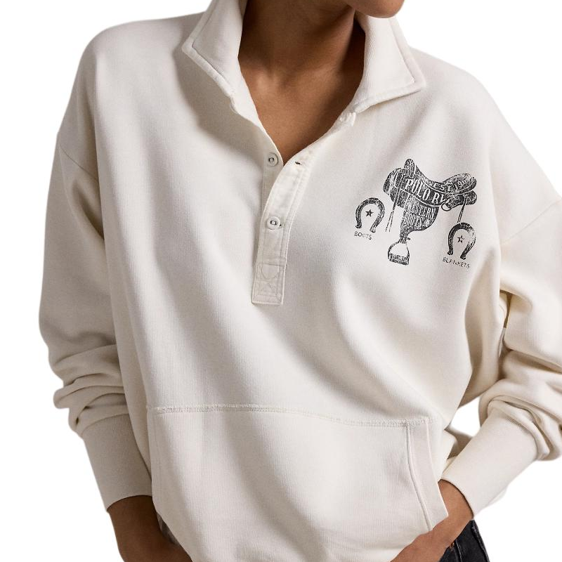 (Women) Polo Ralph Lauren FW24 Cream Logo Print Loose-Fit Long-Sleeve Sweatshirt WMPOKNINFB20678-101 圖 6