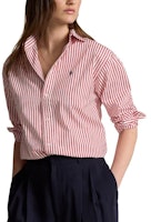 (Women) Polo Ralph Lauren FW24 Pink Striped Pony Embroidered Loose Fit Long Sleeve Shirt Women. WMPOSHTNDN20256-100 (Women) Polo Ralph Lauren FW24 Pink Striped Pony Embroidered Loose Fit Long Sleeve Shirt Women. WMPOSHTNDN20256-100