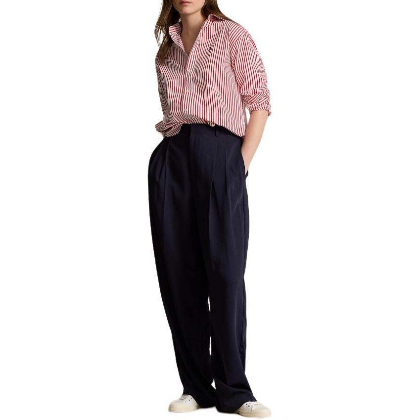 Shop (W) Polo Ralph Lauren Kemeja Lengan Panjang Wanita Jalur Pink Longgar Logo Pony. WMPOSHTNDN20256-100