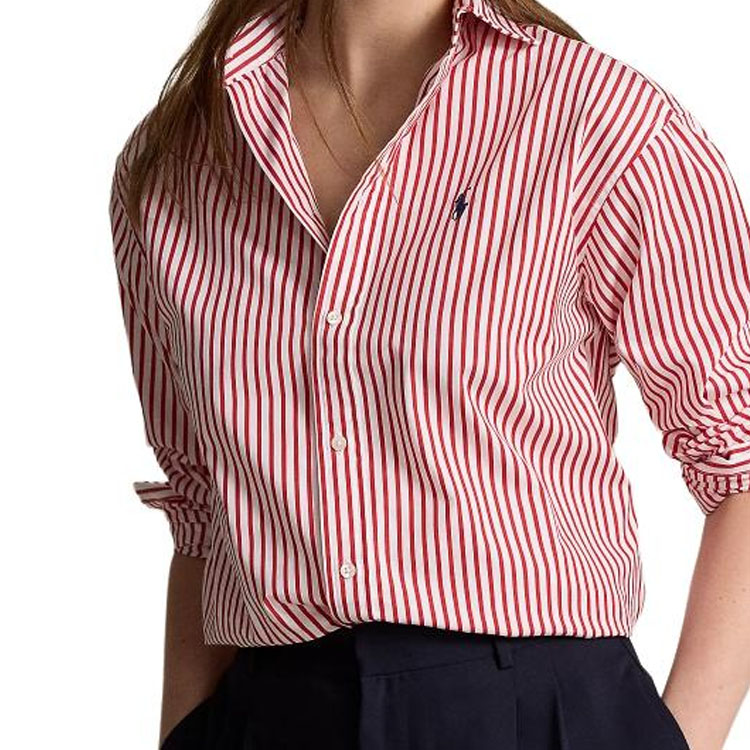 Details for (W) Polo Ralph Lauren Kemeja Lengan Panjang Wanita Jalur Pink Longgar Logo Pony. WMPOSHTNDN20256-100