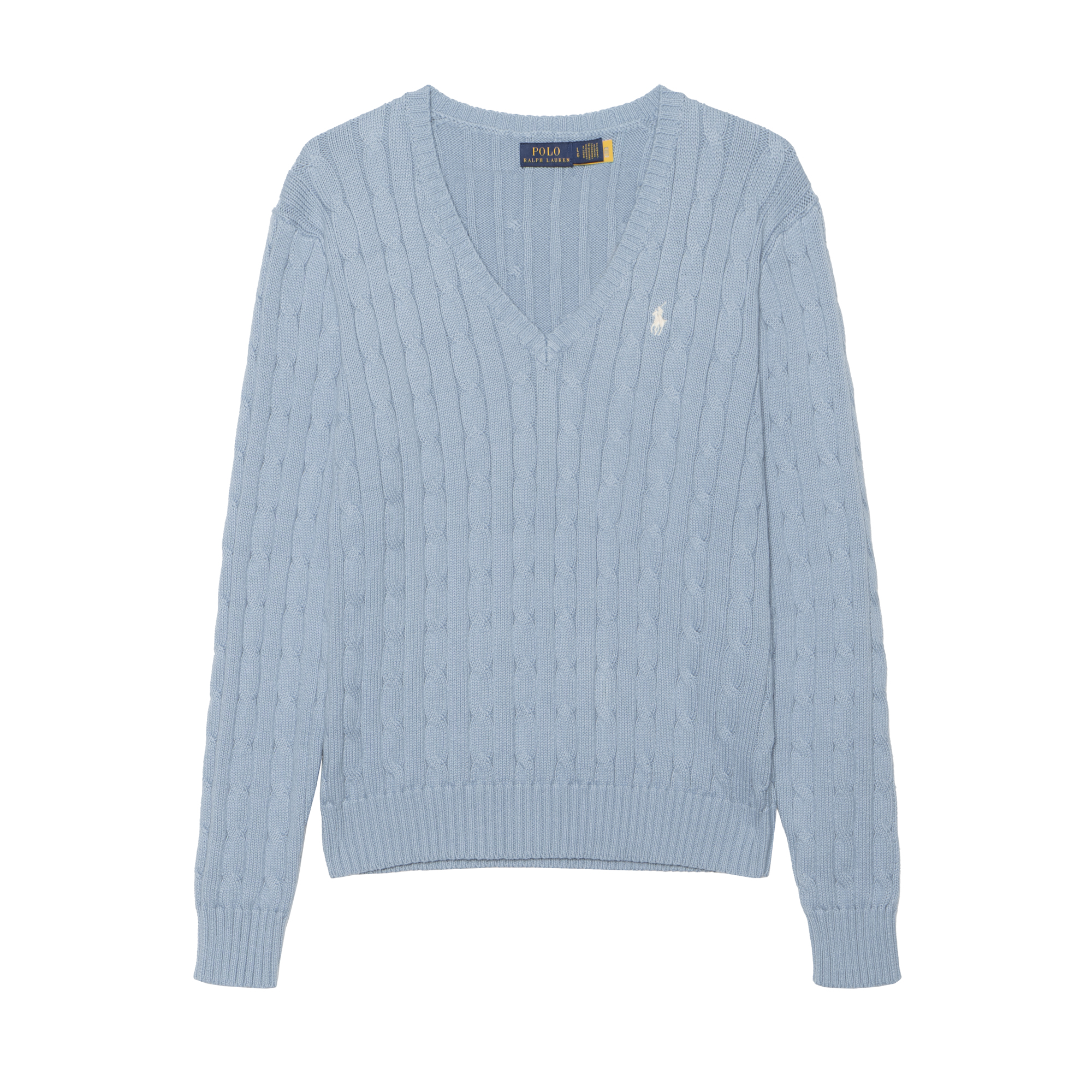 (Women) Polo Ralph Lauren FW24 Solid Logo V-Neck Knit Long Sleeve Sweater  Haze Blue 211570011-079 圖 2
