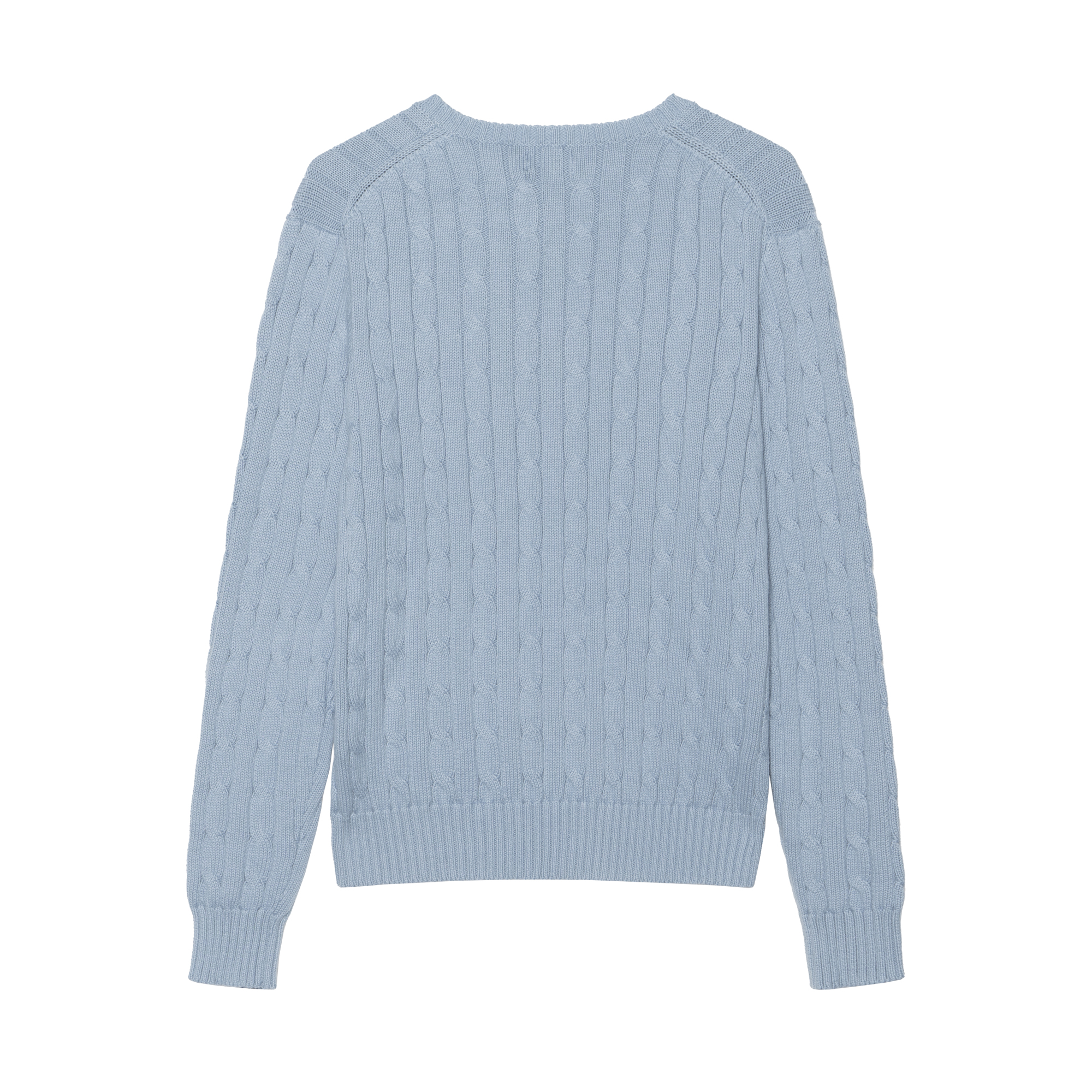 (Women) Polo Ralph Lauren FW24 Solid Logo V-Neck Knit Long Sleeve Sweater  Haze Blue 211570011-079 圖 3