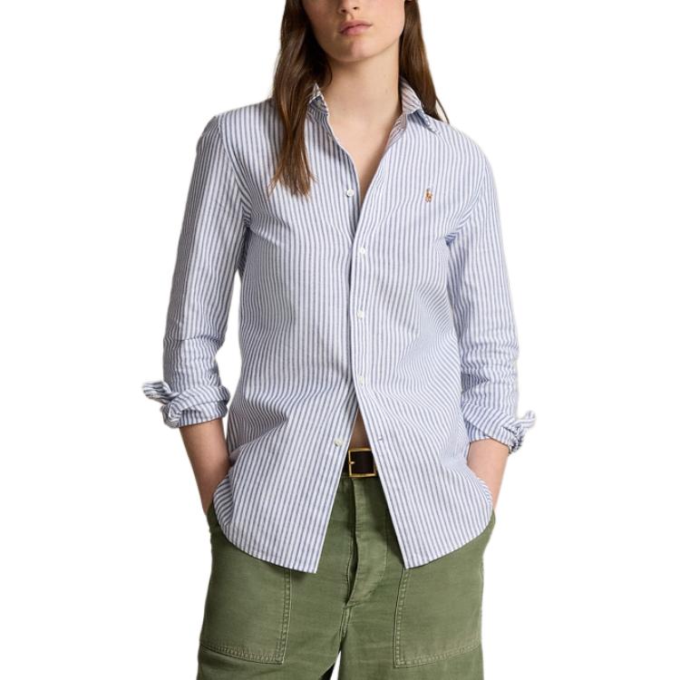 (Women) Polo Ralph Lauren FW24 Striped Slim-Fit Embroidered Pony Shirt Women White. WMPOSHTNDO20671-999 圖 4