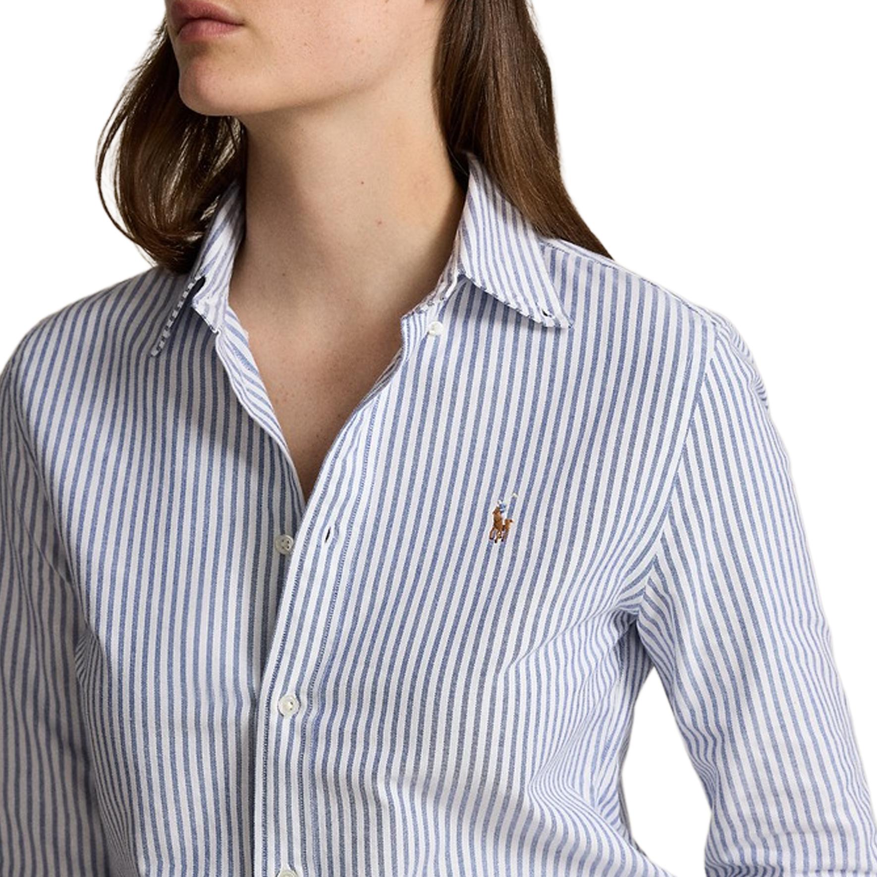 (Women) Polo Ralph Lauren FW24 Striped Slim-Fit Embroidered Pony Shirt Women White. WMPOSHTNDO20671-999 圖 7