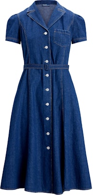 (Women) Polo Ralph Lauren FW24 Washed Midi Single-Breasted Short-Sleeve Dress Women Indigo WMPODRSNFA20745-410 Buy (Women) Polo Ralph Lauren FW24 Washed Midi Single-Breasted Short-Sleeve Dress Women Indigo WMPODRSNFA20745-410