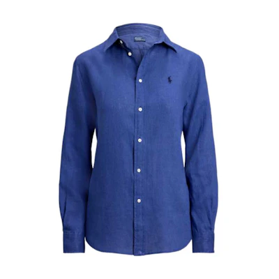 (Women) Polo Ralph Lauren FW25 Classic Linen Shirt Gemstone Blue. WMPOSHTNDO20926-400