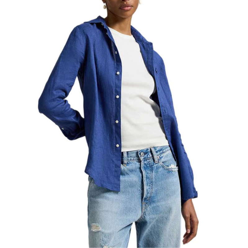 (Women) Polo Ralph Lauren FW25 Classic Linen Shirt  Gemstone Blue. WMPOSHTNDO20926-400 圖 3