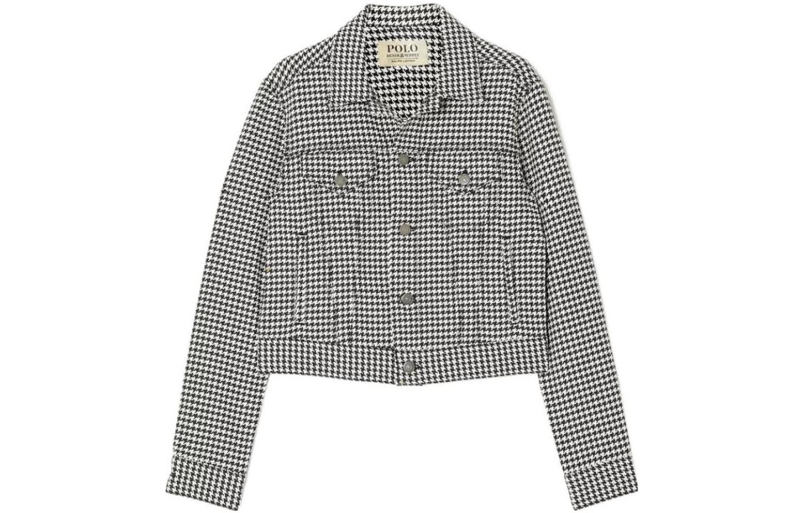 (Women) Polo Ralph Lauren Houndstooth Print Long Sleeve Casual Jacket Black (Women). 211880946-001