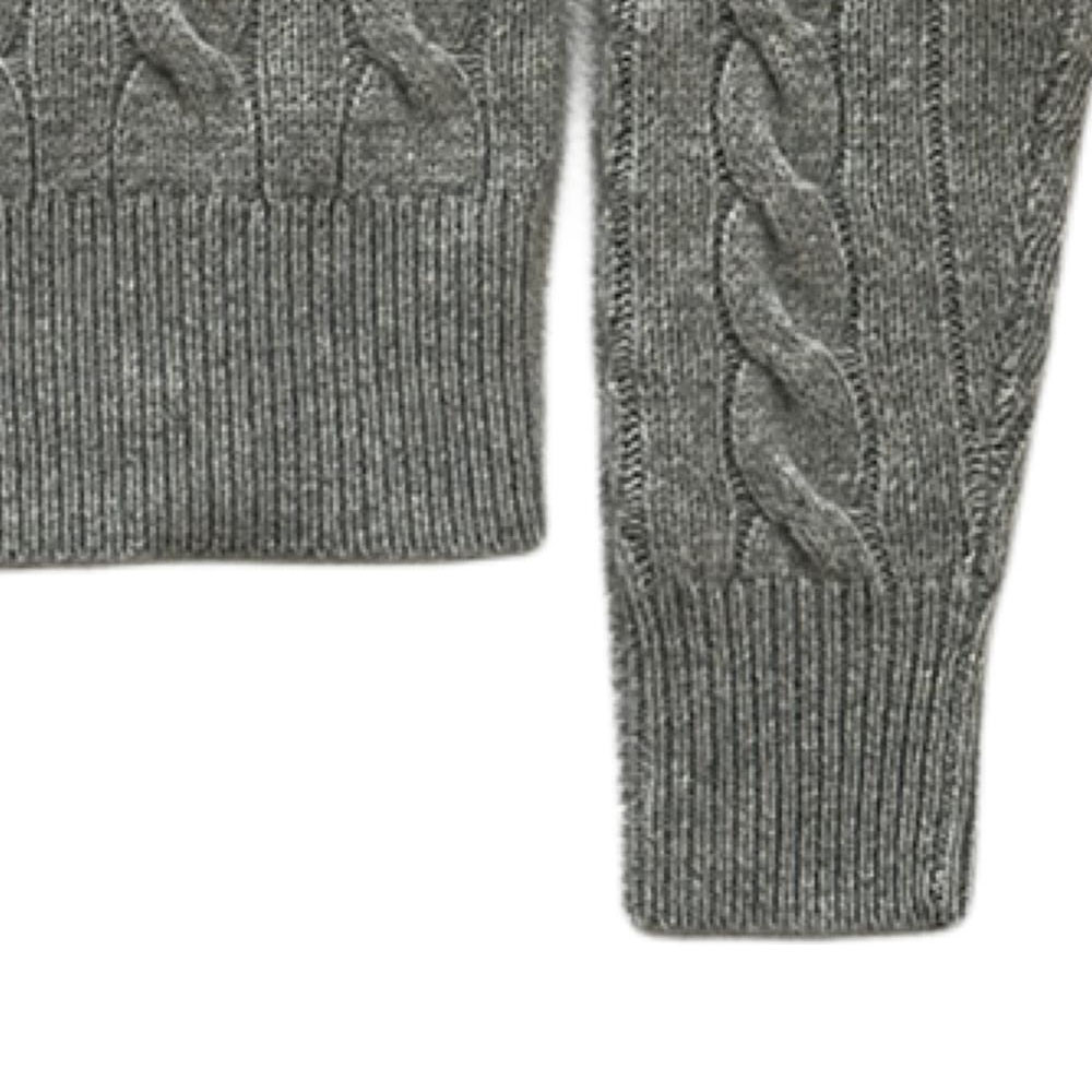 Sizing (W) Kardigan Rajut Polo Ralph Lauren Logo Bordir Lengan Panjang Abu-Abu 211882917-017