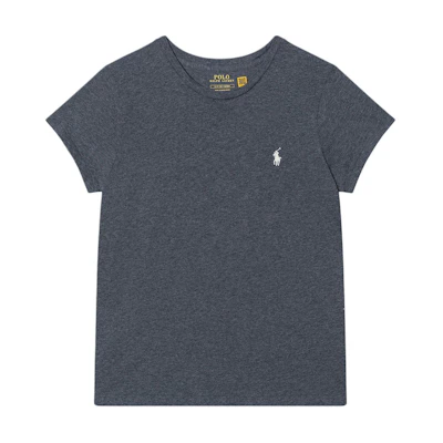 (Women) Polo Ralph Lauren Logo Embroidered Solid Casual Crewneck Tee Dark Grey 211682521-035