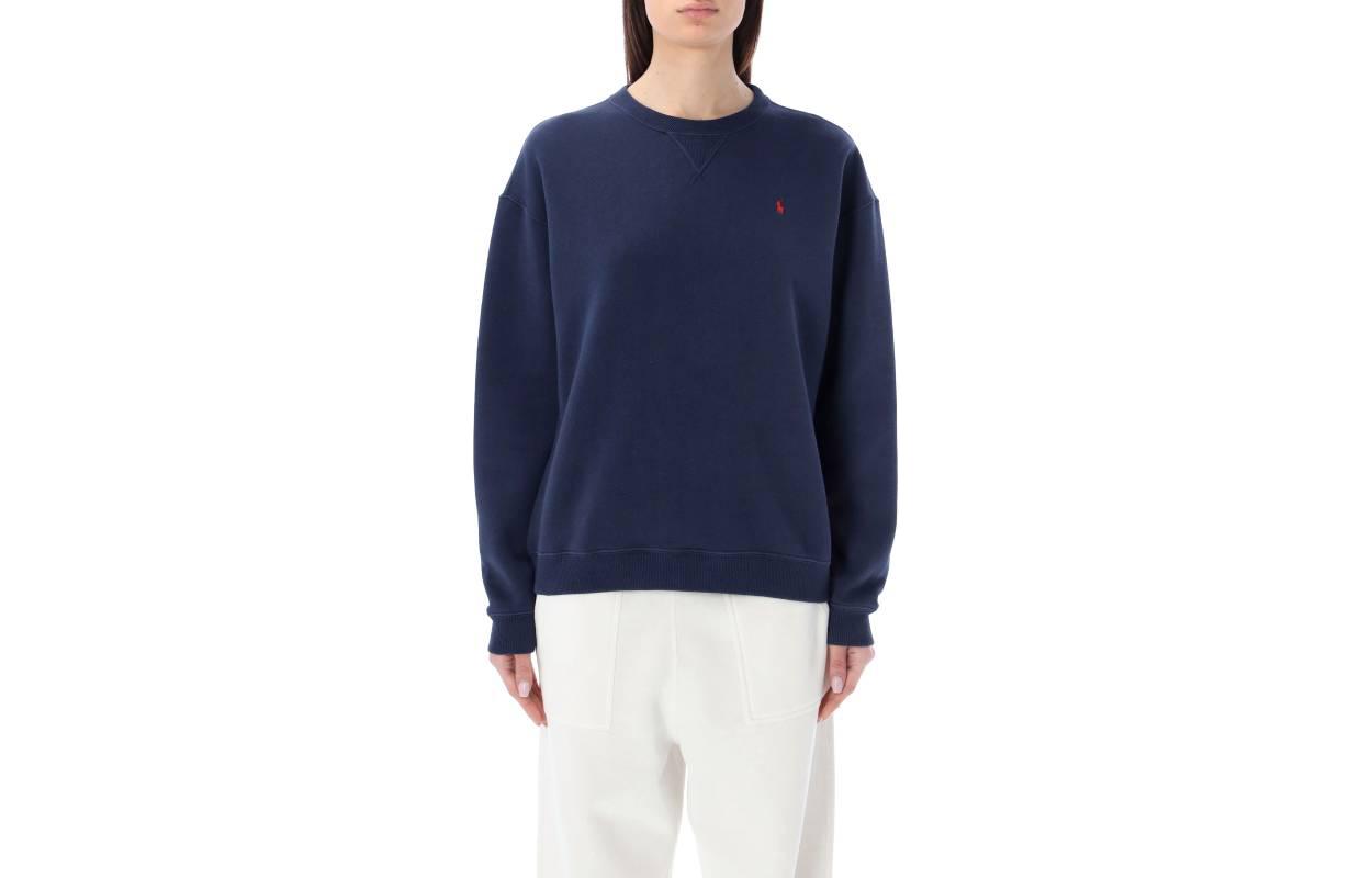 (Women) Polo Ralph Lauren Navy Blue Logo Embroidered Crewneck Sweatshirt 211943006-002