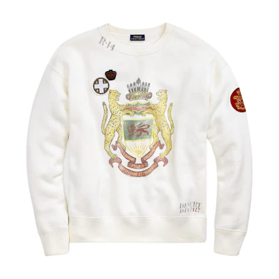 (Women) Polo Ralph Lauren Oversized Vintage Patch Crewneck Fleece Sweatshirt Beige WMPOKNIN6820120-100