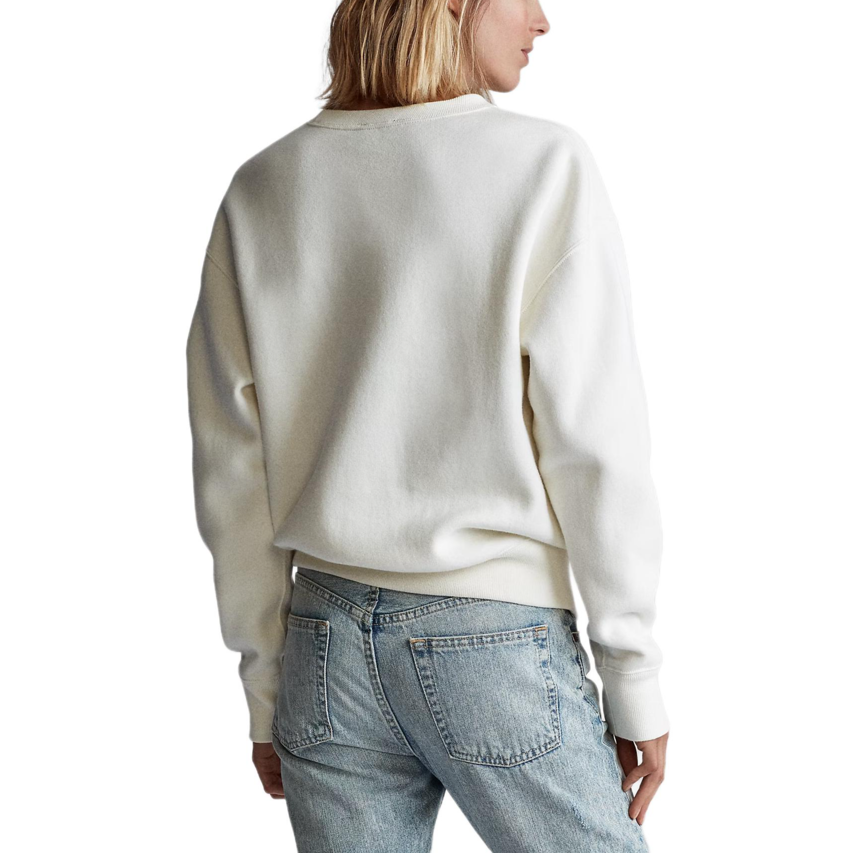 Shop (W) Polo Ralph Lauren Oversized Vintage Patch Crewneck Fleece Sweatshirt Beige WMPOKNIN6820120-100