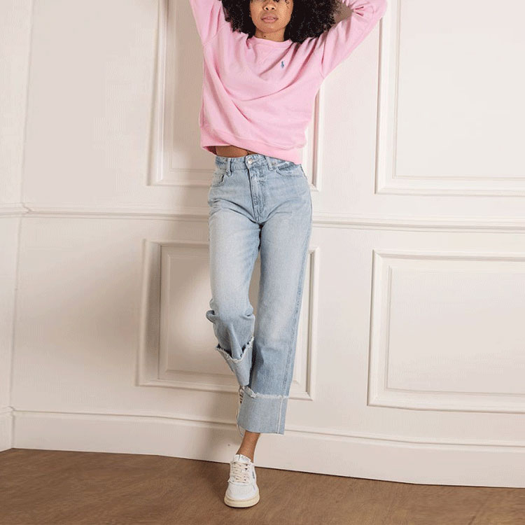 Shop (W) Polo Ralph Lauren Baju Panjang Logo Pink Crewneck Sweatshirt 211780304-016