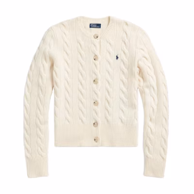 (Women) Polo Ralph Lauren Qixi FW24 Slim Fit Crewneck Buttoned Sweater Cream WMPOSWENDW20173-100