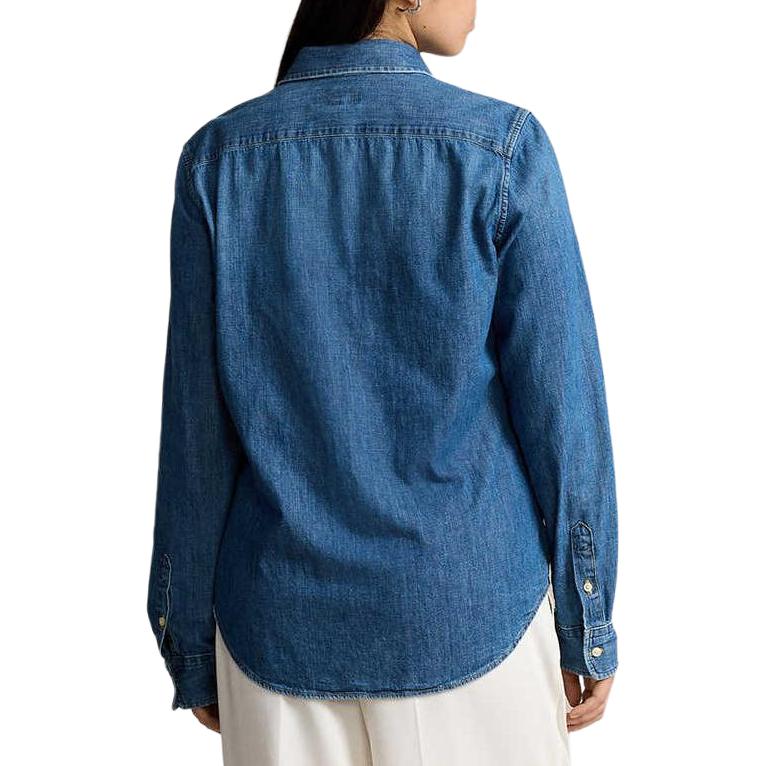 (Women) Polo Ralph Lauren Slim Fit Cotton Long Sleeve Shirt  Blue WMPOSHTNDO20812-400 圖 4