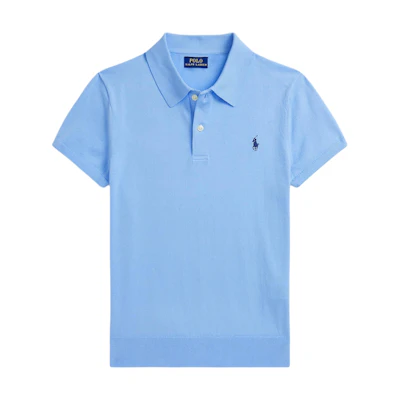 (Women) Polo Ralph Lauren Slim Fit Cotton Short Sleeve Knit Polo Shirt Women Blue WMPOSWENC021250-450