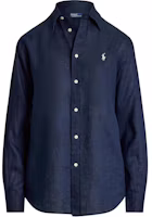 Order (W) Polo Ralph Lauren 女士藍色長袖純色扣襟襯衫 WMPOSHTNDO20763-410