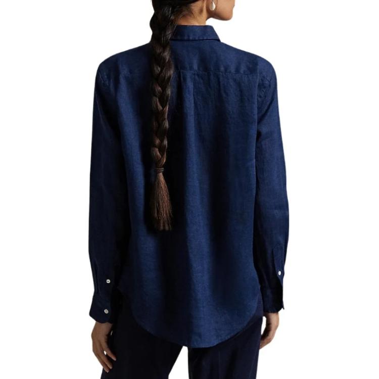 (Women) Polo Ralph Lauren Solid Button-Up Long Sleeve Shirt Women’s Blue WMPOSHTNDO20763-410 圖 5