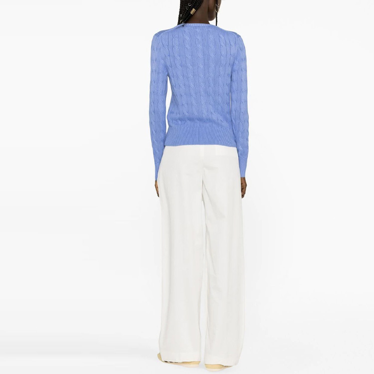 Shop (W) Polo Ralph Lauren 女士蓝色刺绣纯色麻花针织毛衣. 211891643-003