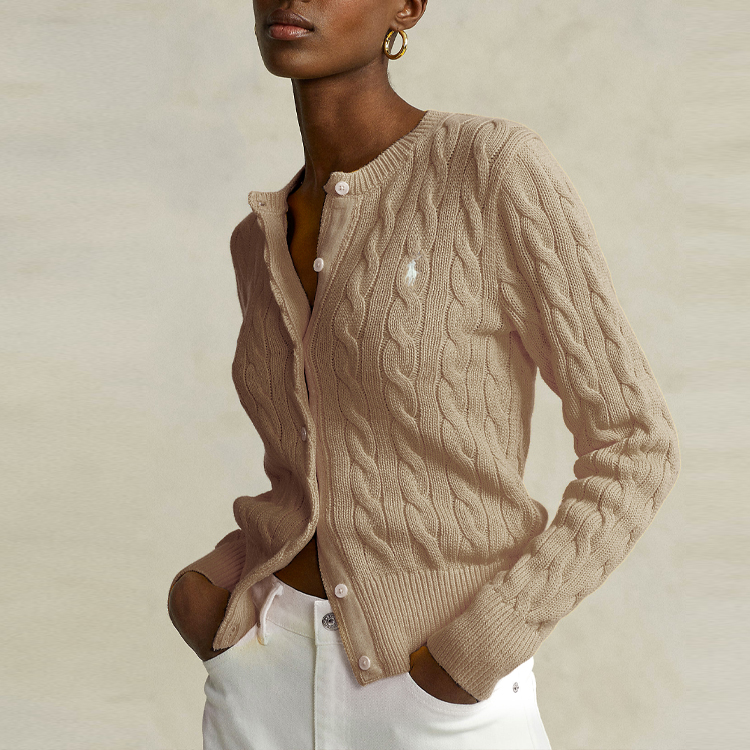 Shop (W) Suéter Marrón de Punto Cableado Sólido Polo Ralph Lauren con Bordado (Mujer). 211839418-006