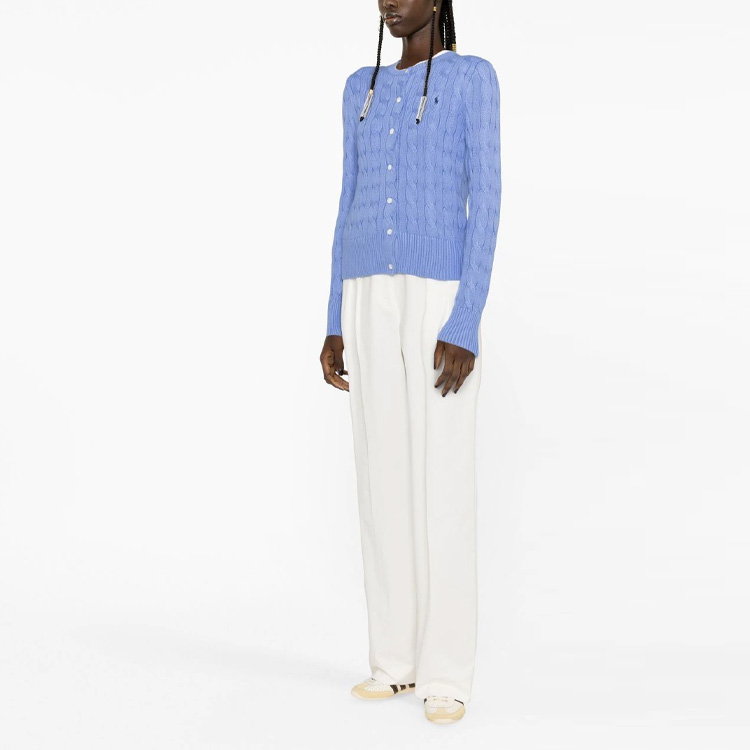 Purchase (W) Polo Ralph Lauren 女士蓝色刺绣纯色麻花针织毛衣. 211891643-003