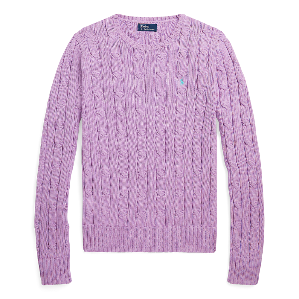 (Women) Polo Ralph Lauren Solid Cable Knit Sweater  Purple. WMPOSWENC020691-500