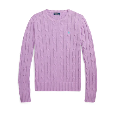 (Women) Polo Ralph Lauren Solid Cable Knit Sweater Purple. WMPOSWENC020691-500
