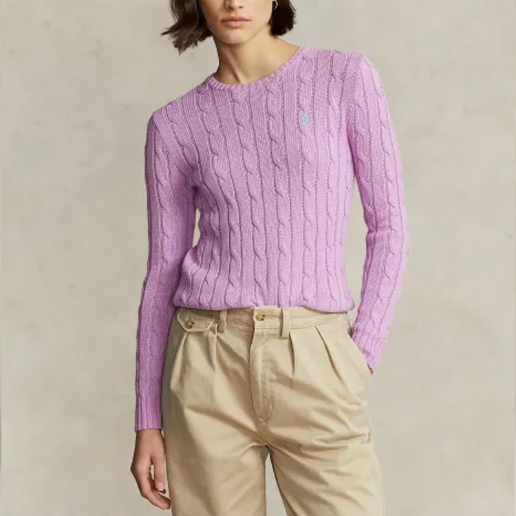 (Women) Polo Ralph Lauren Solid Cable Knit Sweater  Purple. WMPOSWENC020691-500 圖 4