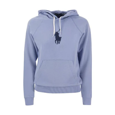 (Women) Polo Ralph Lauren Solid Color Blue Hoodie Long Sleeve Sweatshirt. 211910128001
