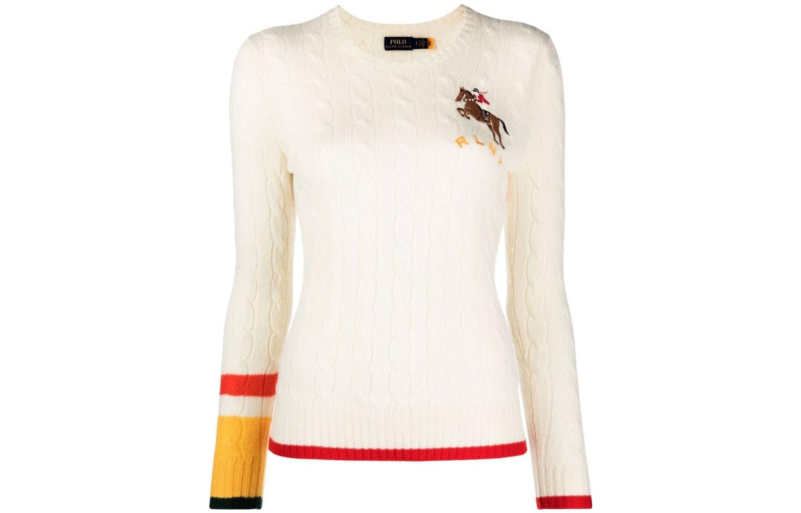 (Women) Polo Ralph Lauren Solid Embroidered Sweater White Women’s. 211872874-001